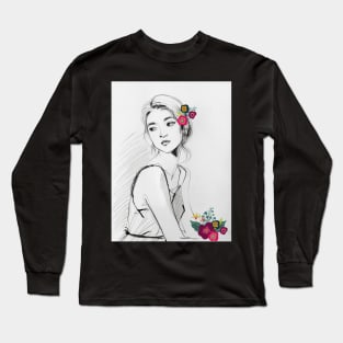 Looking back with flowers Long Sleeve T-Shirt